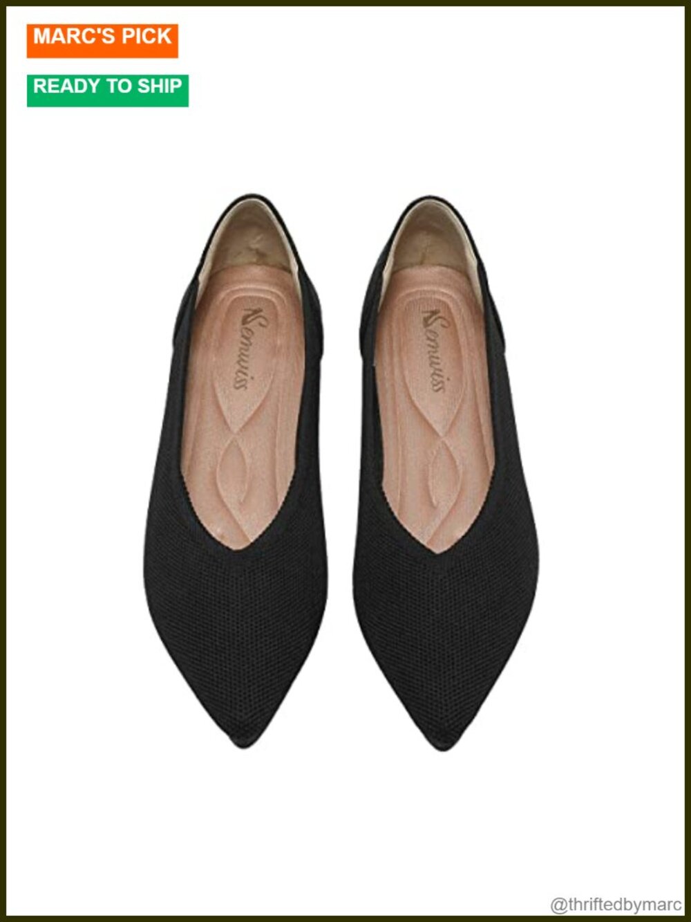 Women's Knit Ballet Flats Slip-on Pointed Toe Memory Foam Breathable Work Shoes